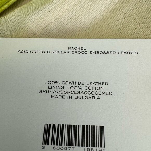 By Far Rachel Acid Green Croc-Embossed Women's Bag New - Picture 13 of 14